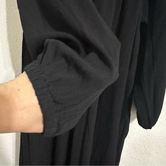 Raquel Allegra Black Peasant Dress size 0 Midi Ruffle Neck - Picture 9 of 16